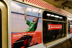 Внутреннее брендирование вагонов метро Новосибирска, фк Сибиряк